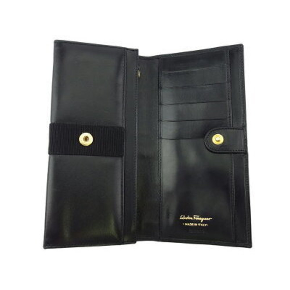 Salvatore Ferragamo Vara Long Wallet Zipper Black Leather - Picture 5 of 6